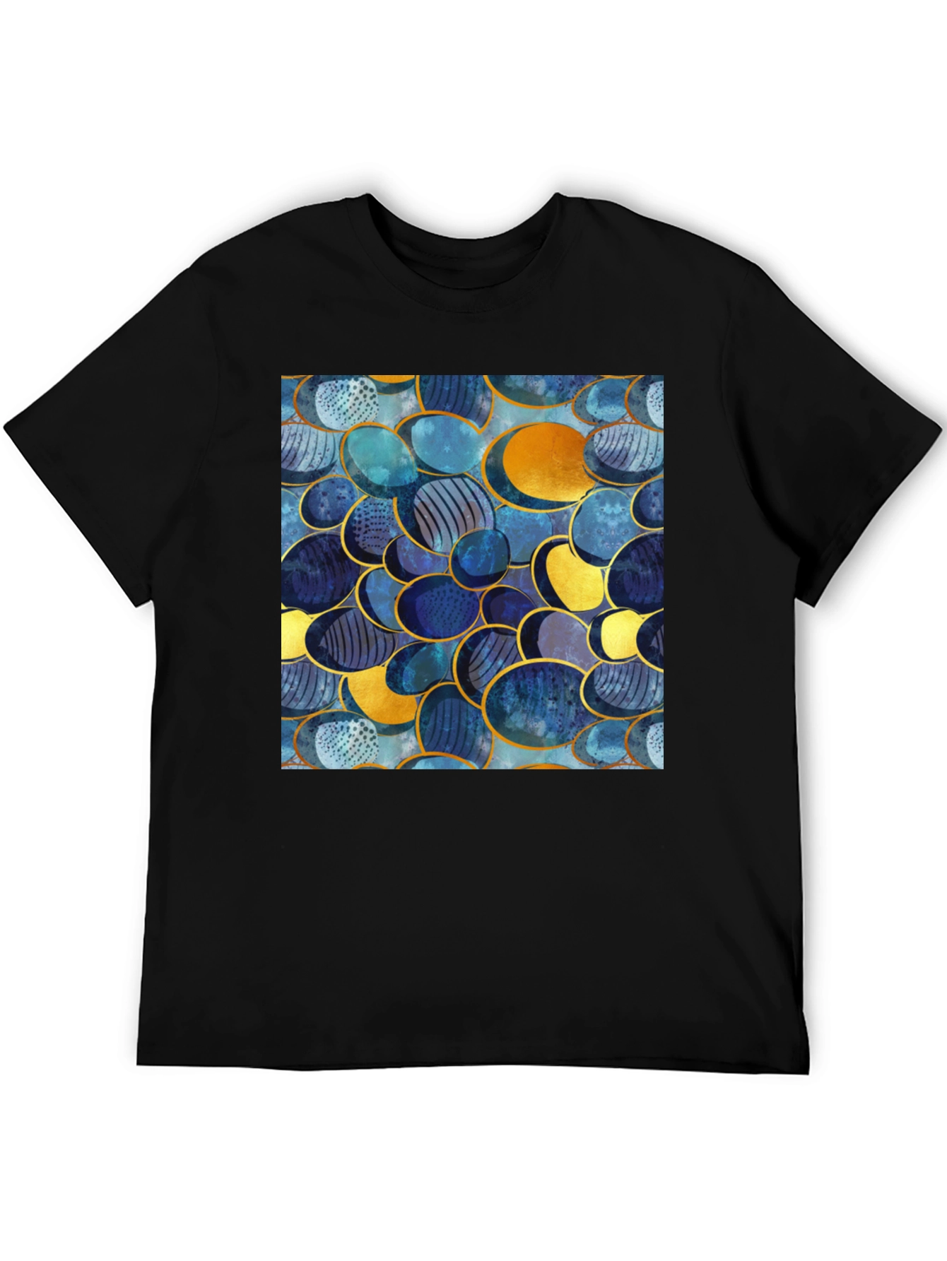 Abstract Oval Design Black T-Shirt