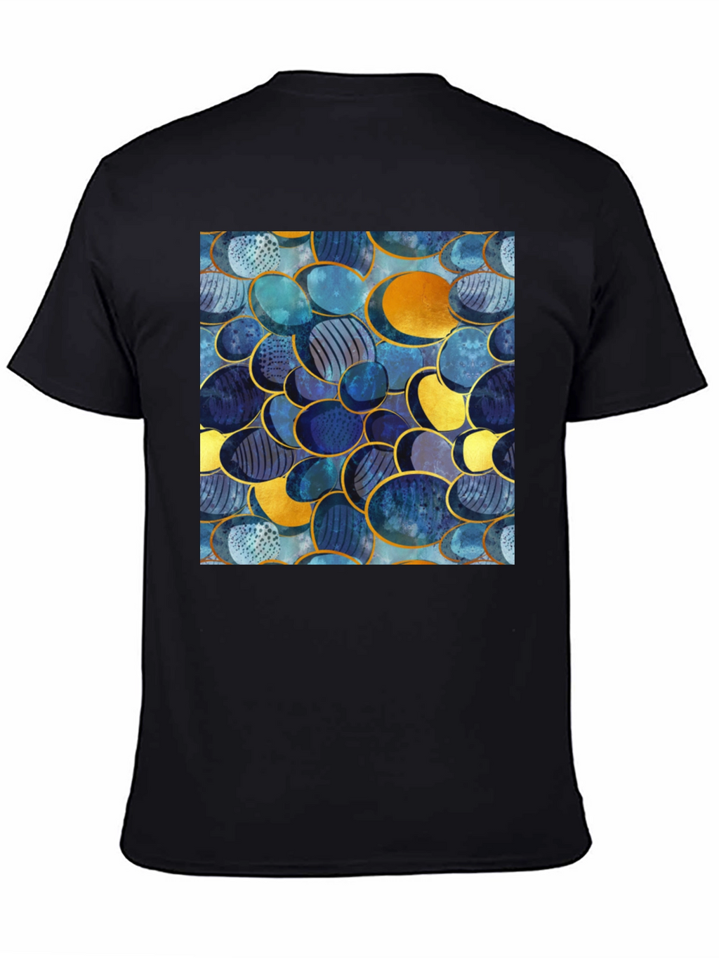 Abstract Oval Design Black T-Shirt