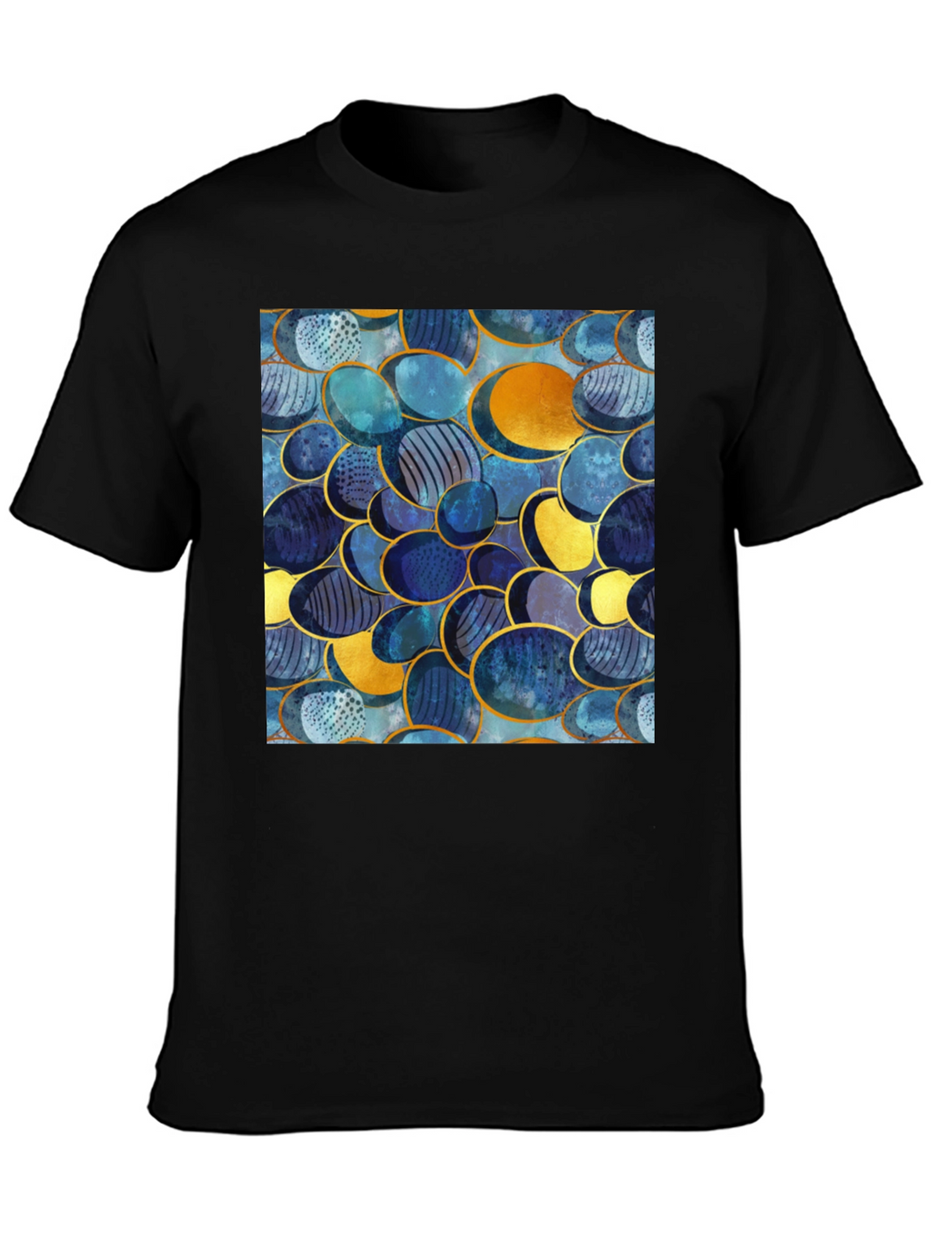 Abstract Oval Design Black T-Shirt