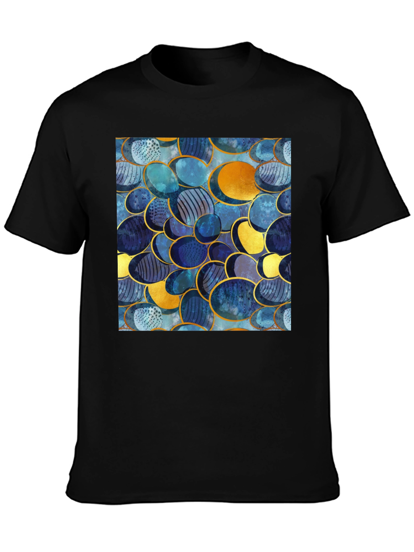 Abstract Oval Design Black T-Shirt