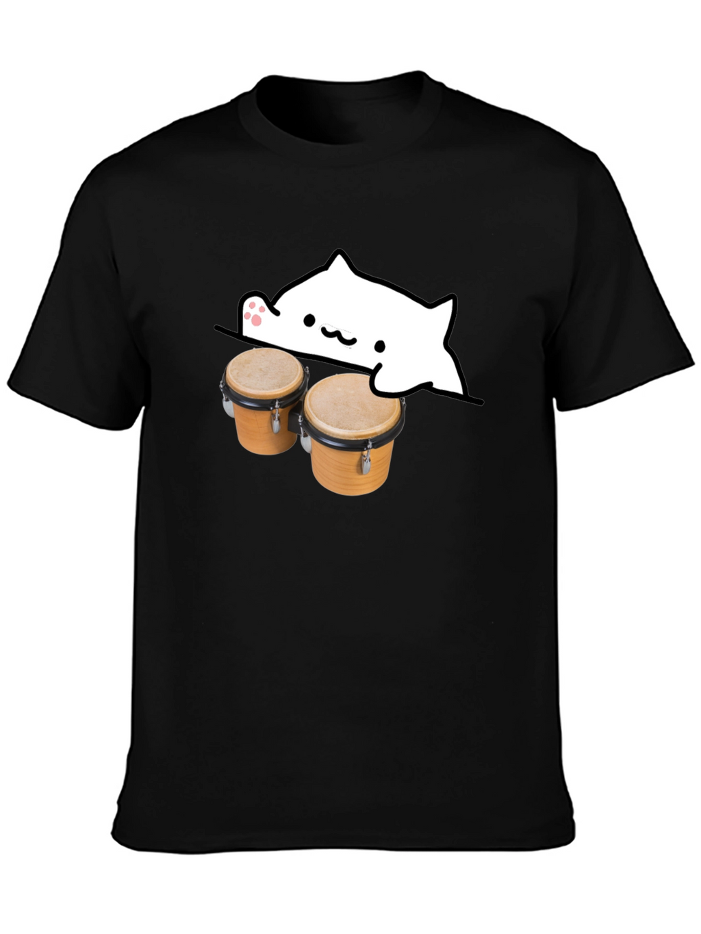 Bongo Cat Black T-Shirt - Musician Tee