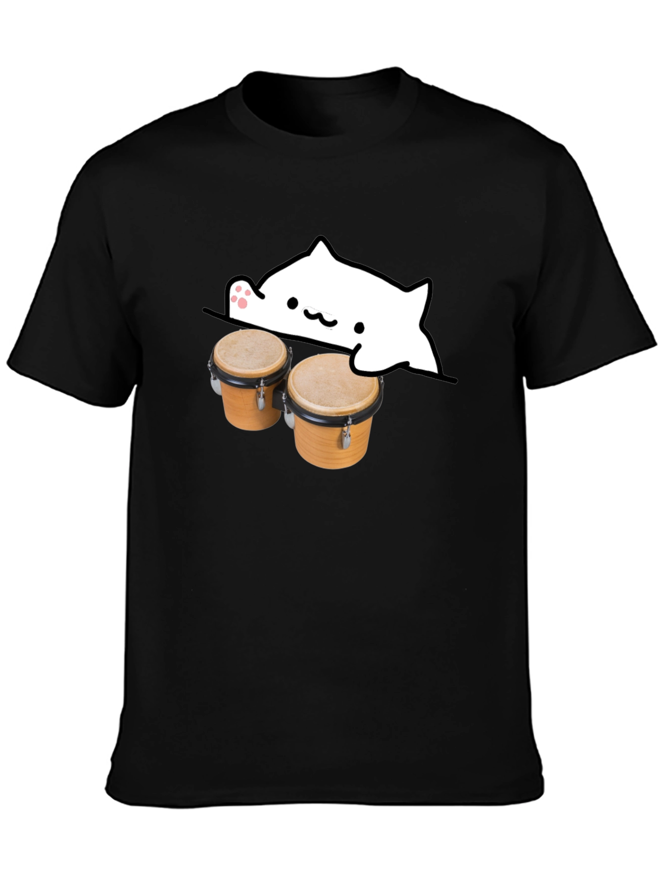 Bongo Cat Black T-Shirt - Musician Tee
