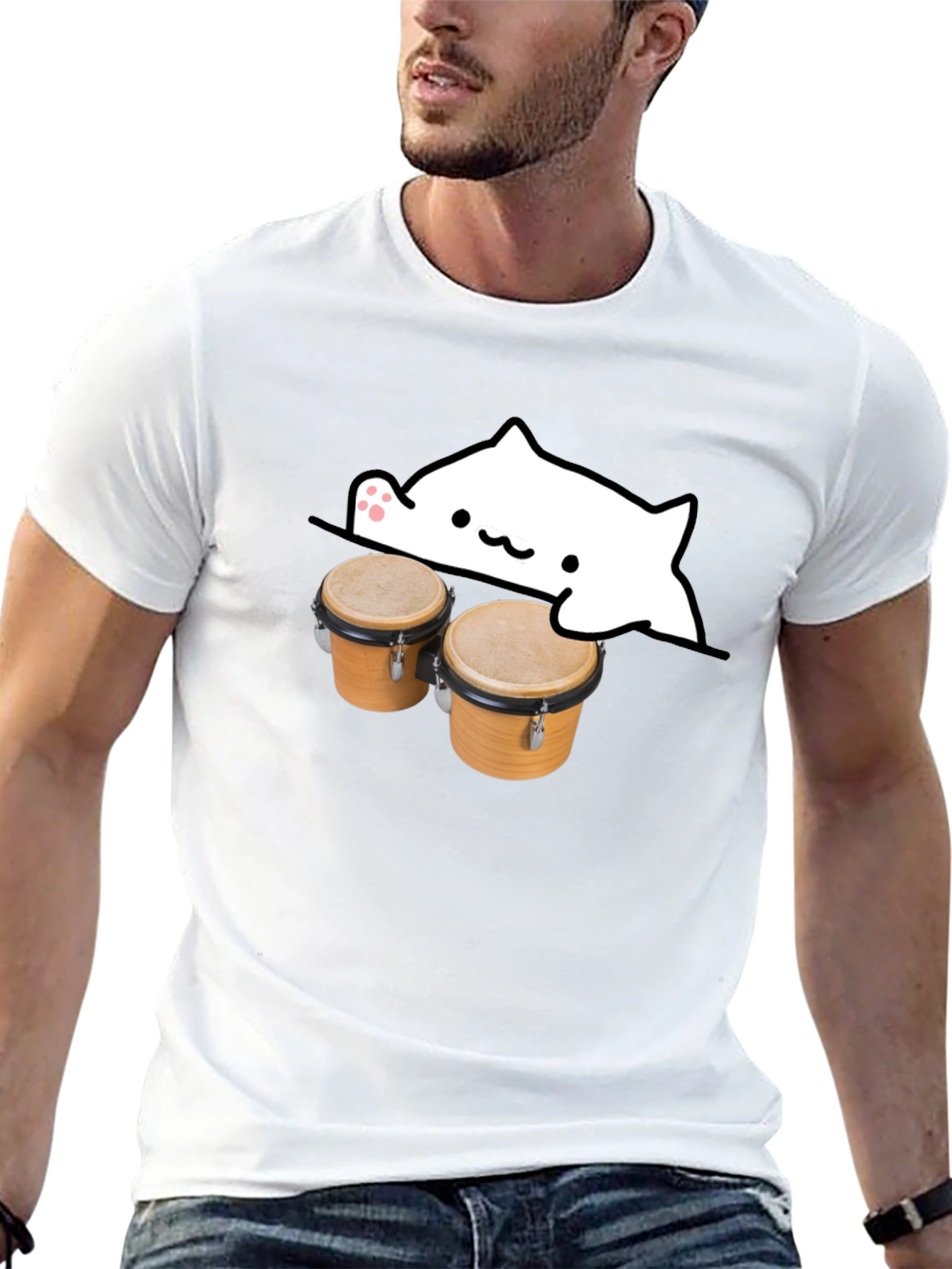 Bongo Cat Black T-Shirt - Musician Tee