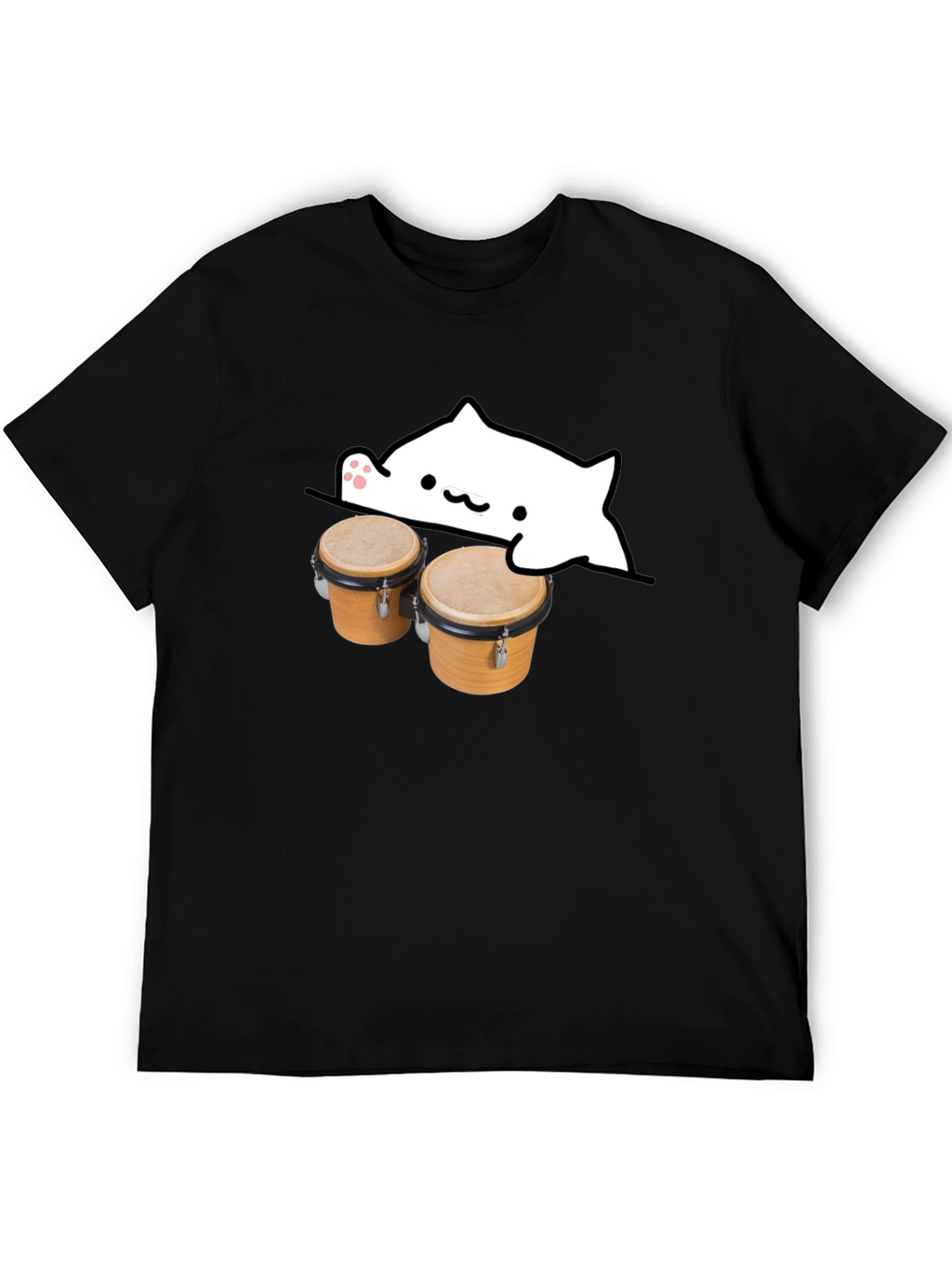 Bongo Cat Black T-Shirt - Musician Tee
