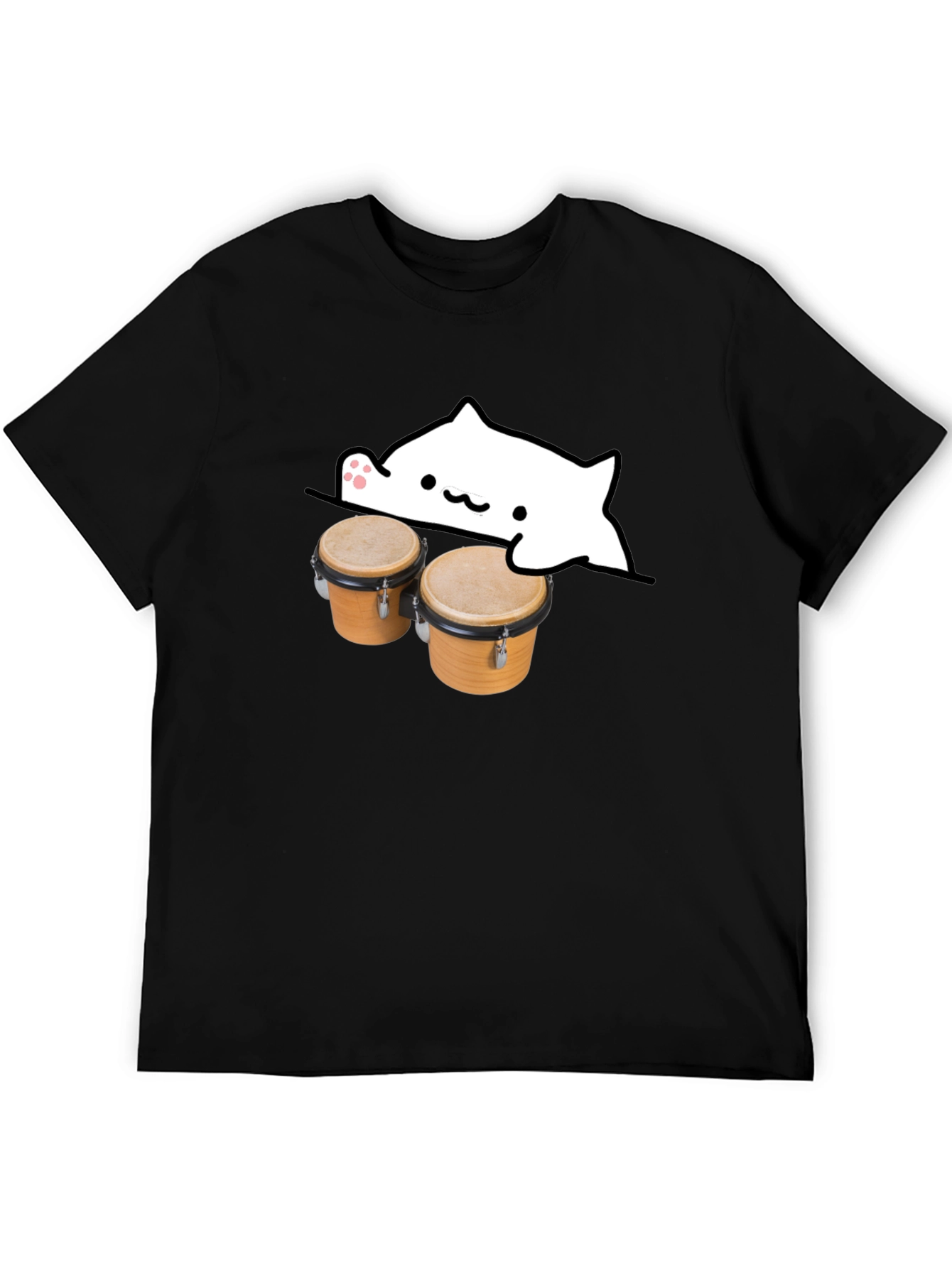 Bongo Cat Black T-Shirt - Musician Tee