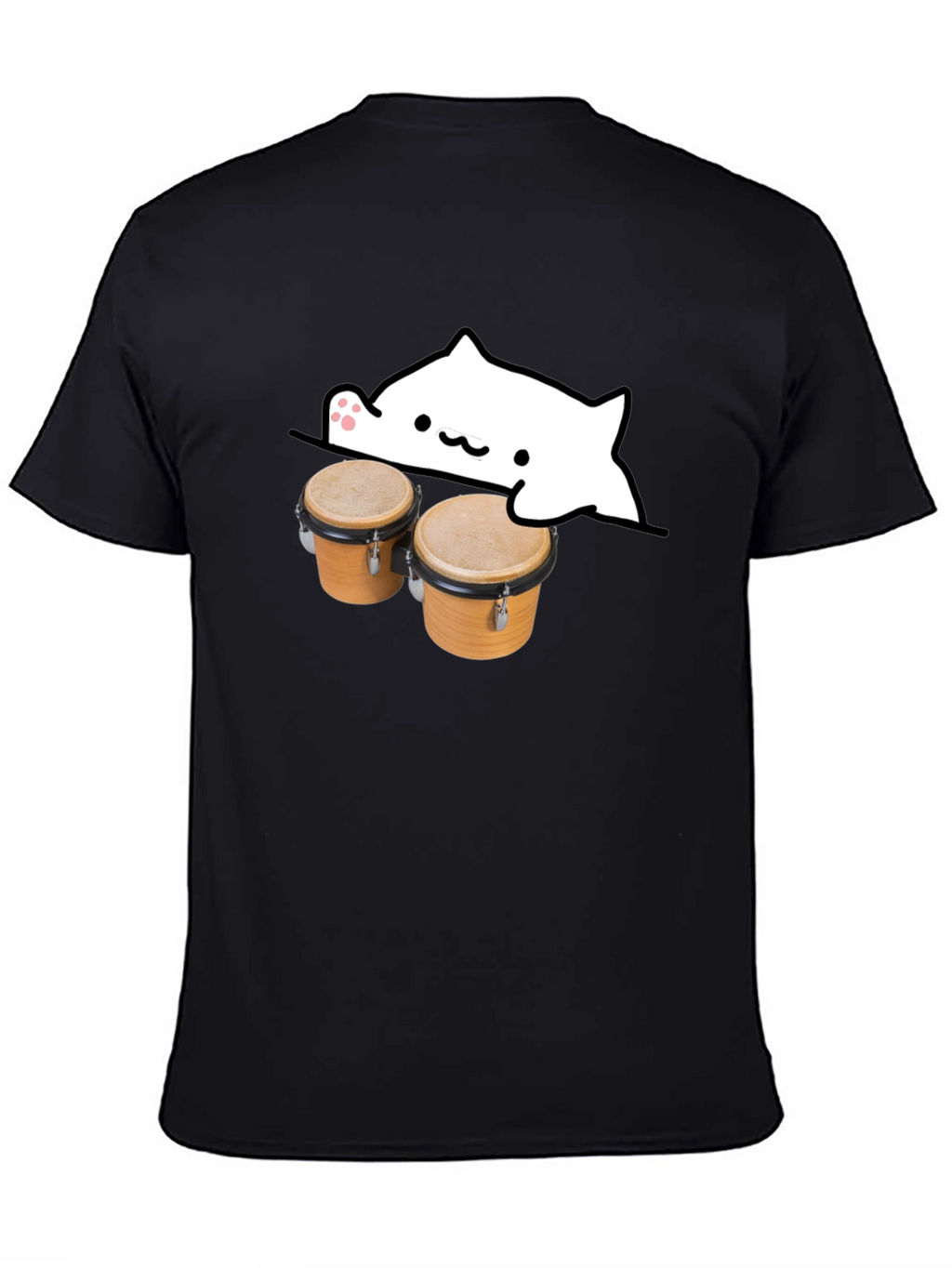 Bongo Cat Black T-Shirt - Musician Tee