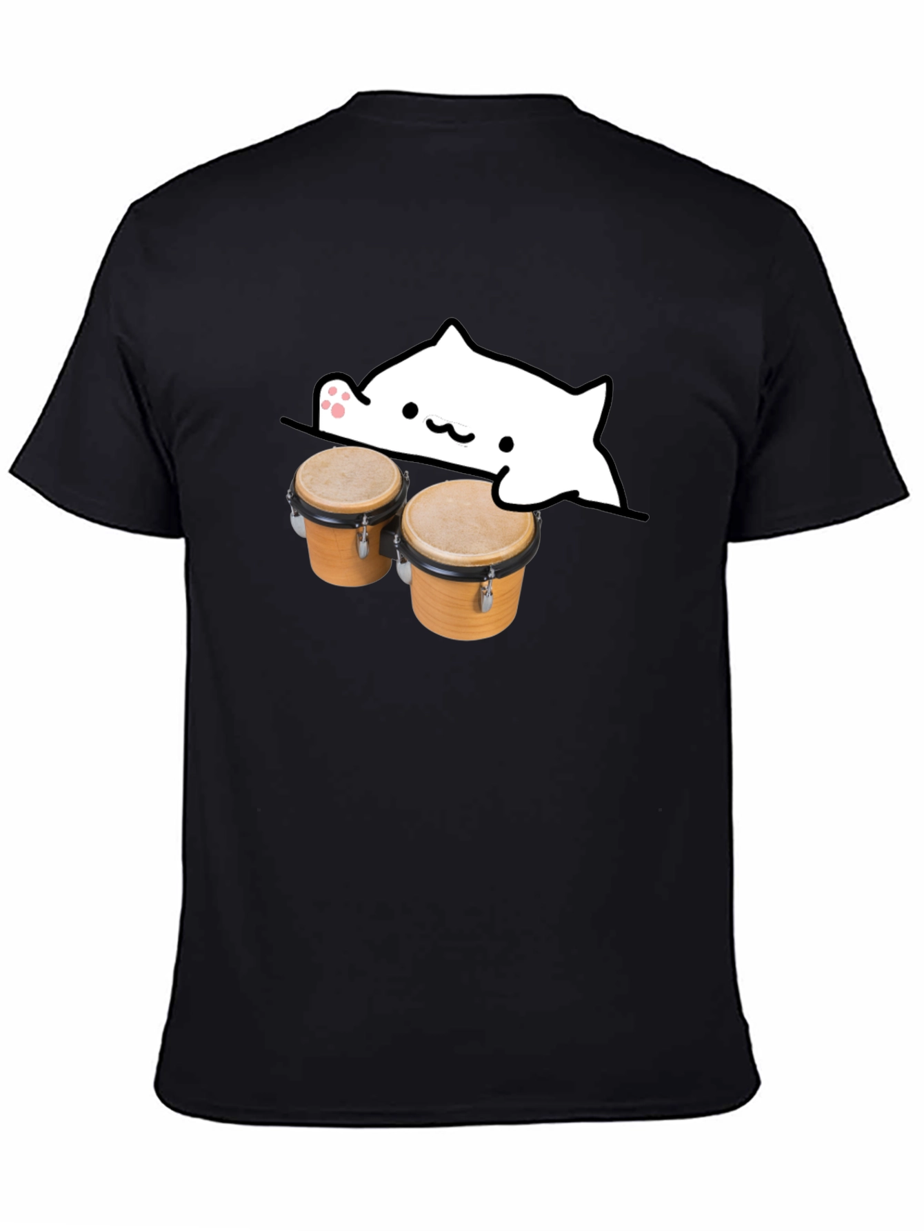 Bongo Cat Black T-Shirt - Musician Tee