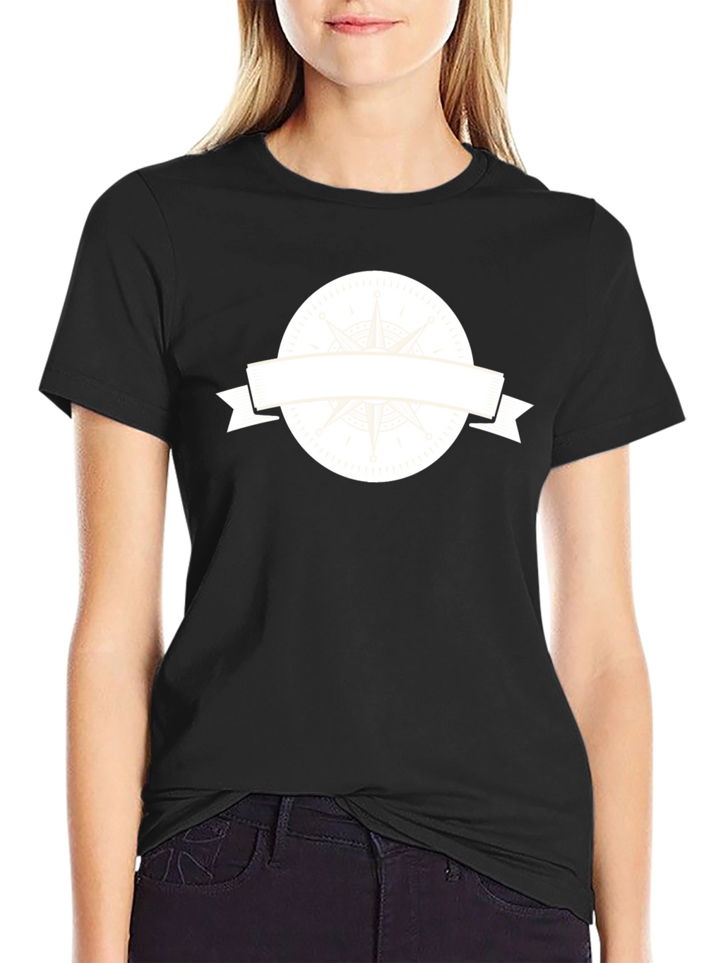 Mens Black T-Shirt with Compass Graphic