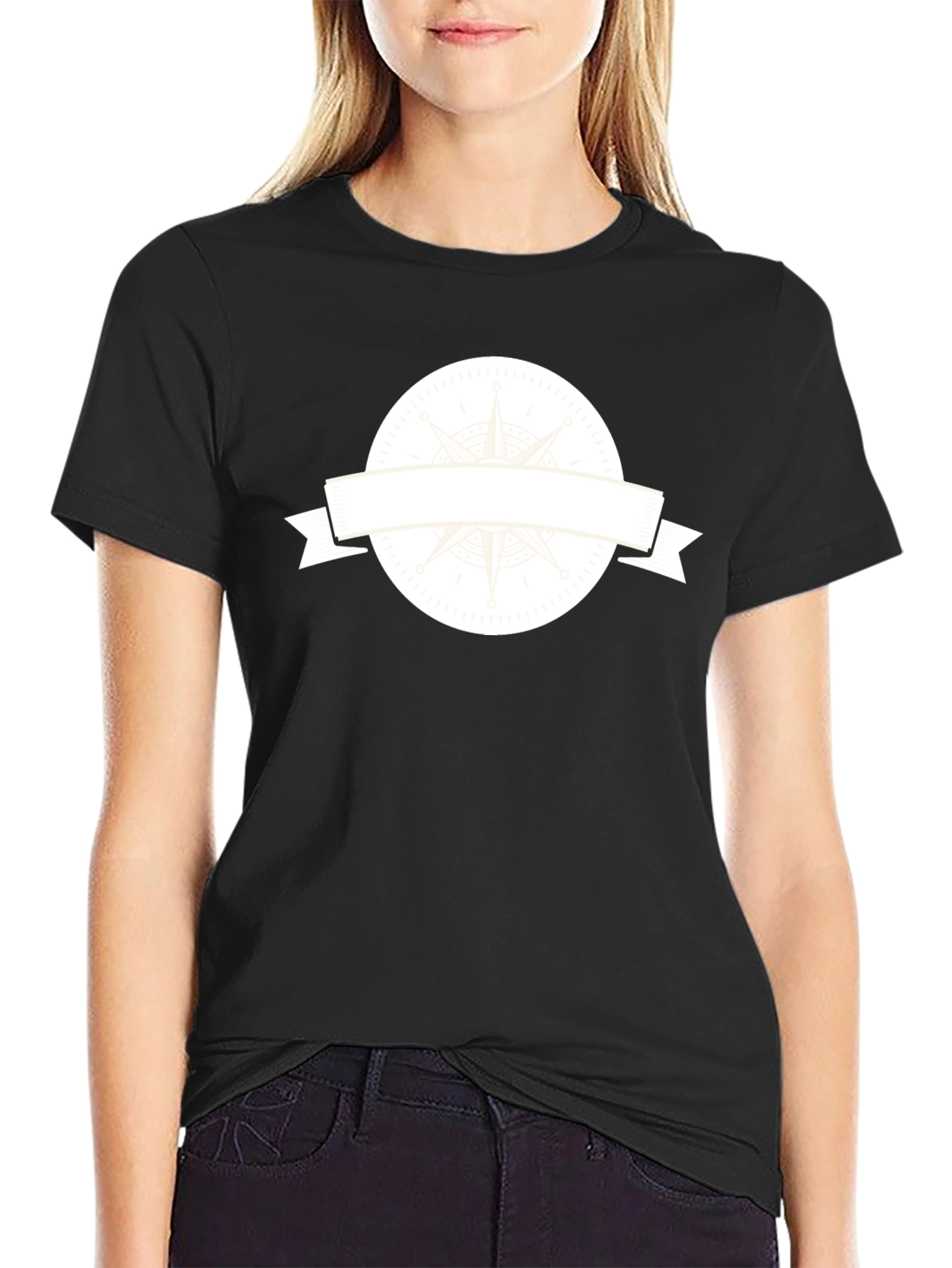Mens Black T-Shirt with Compass Graphic