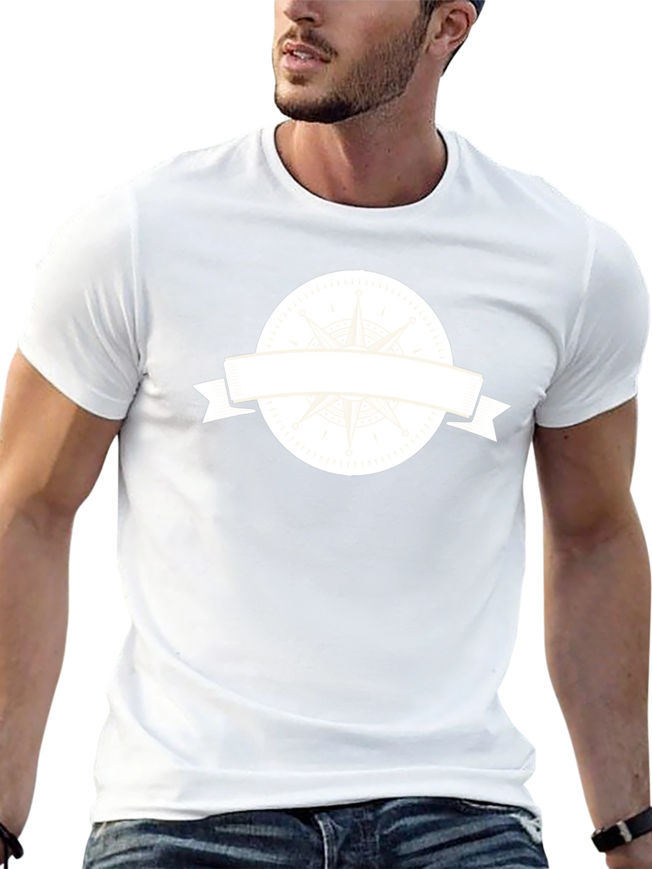 Mens Black T-Shirt with Compass Graphic