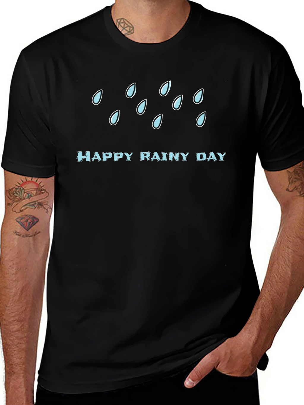 Happy Rainy Day Graphic Black Tee