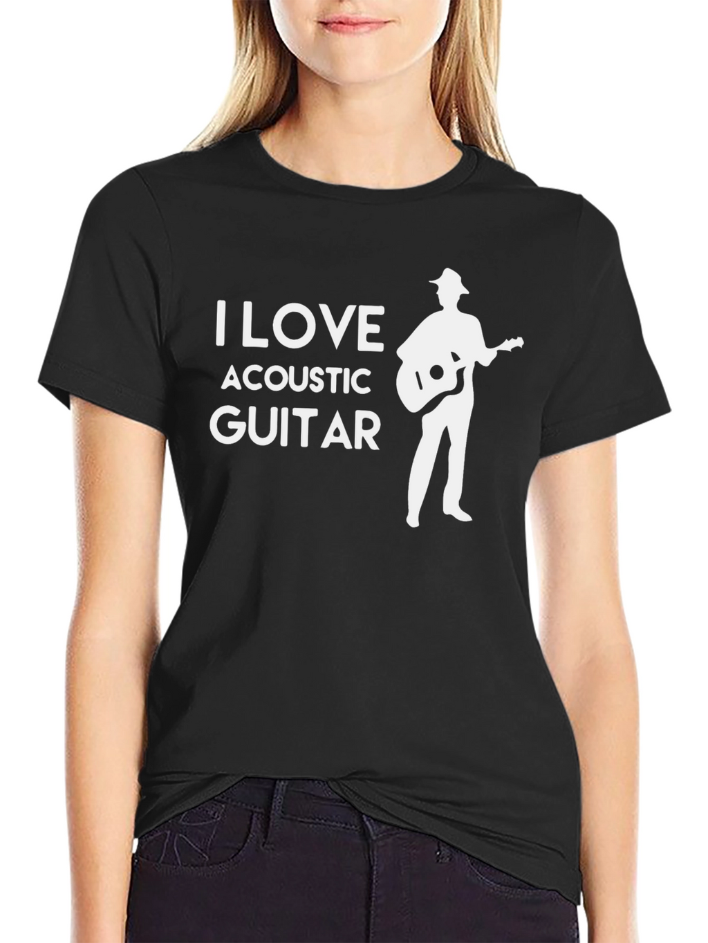 I Love Acoustic Guitar Black T-Shirt