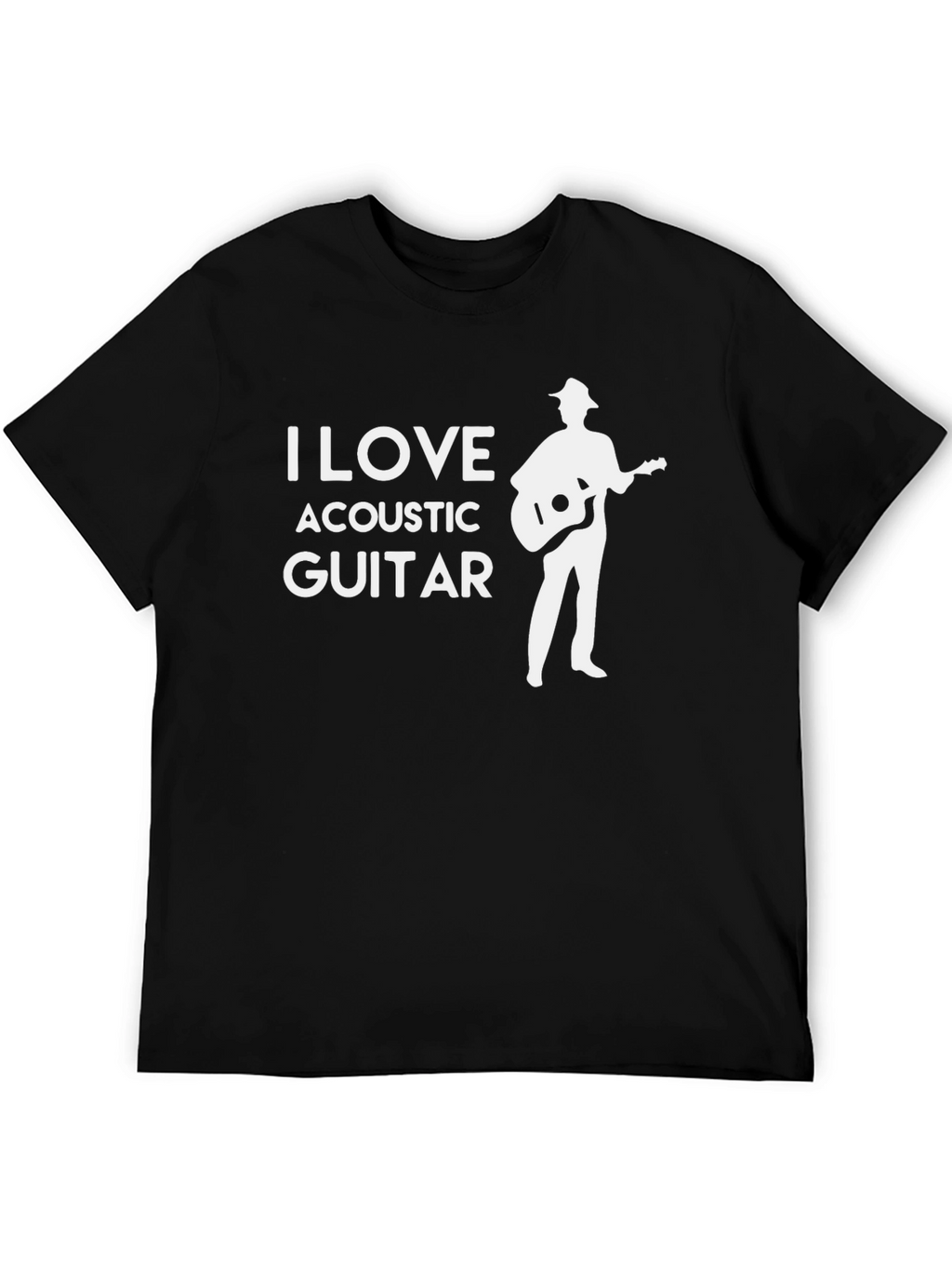 I Love Acoustic Guitar Black T-Shirt