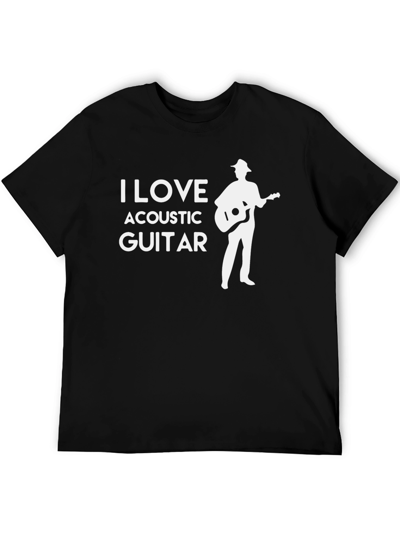I Love Acoustic Guitar Black T-Shirt