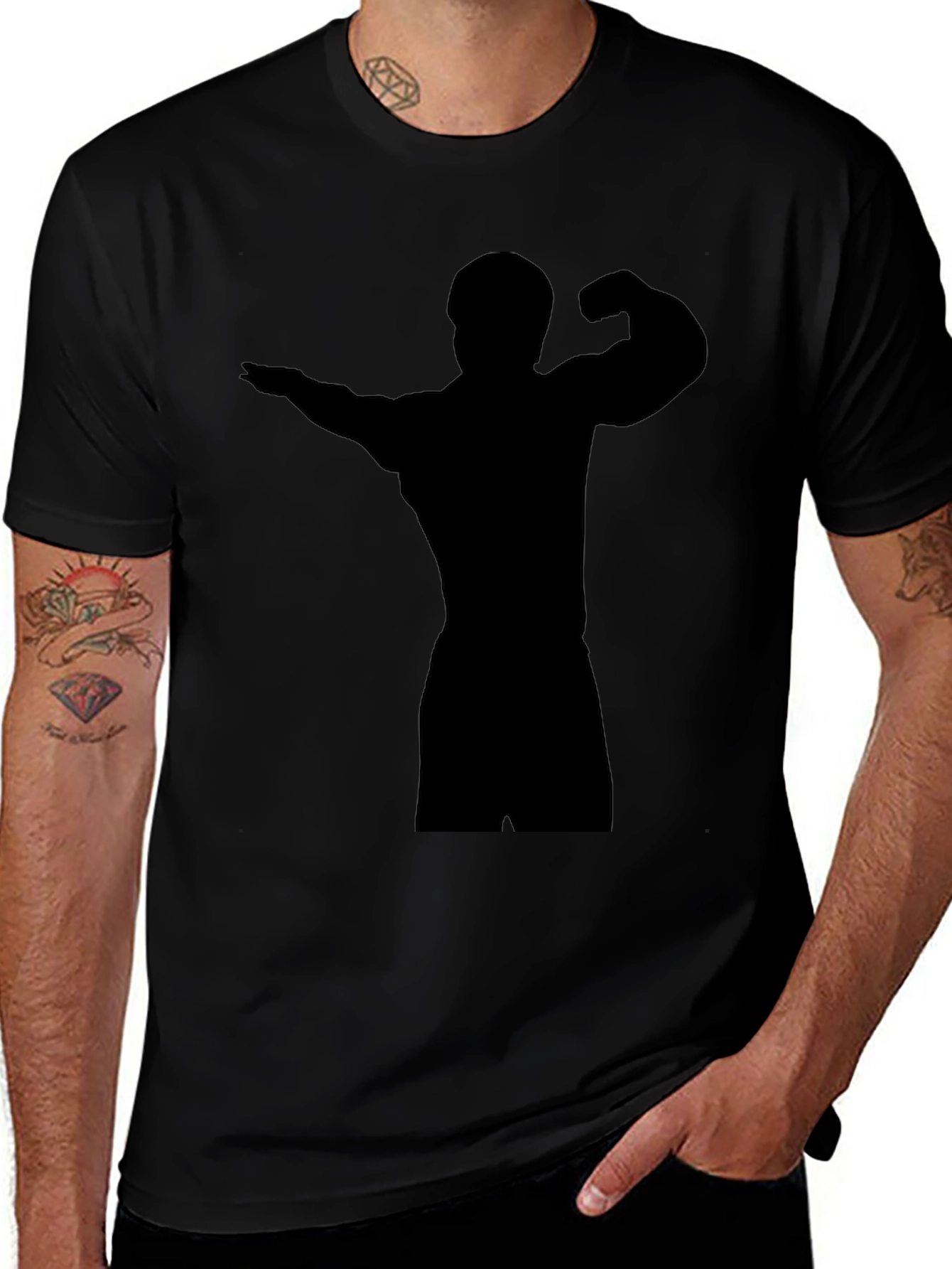Black Bodybuilder Silhouette T-Shirt