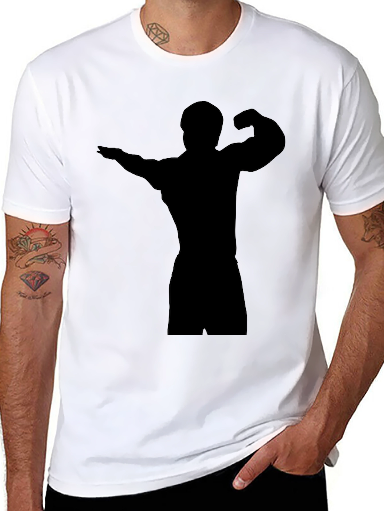 Black Bodybuilder Silhouette T-Shirt