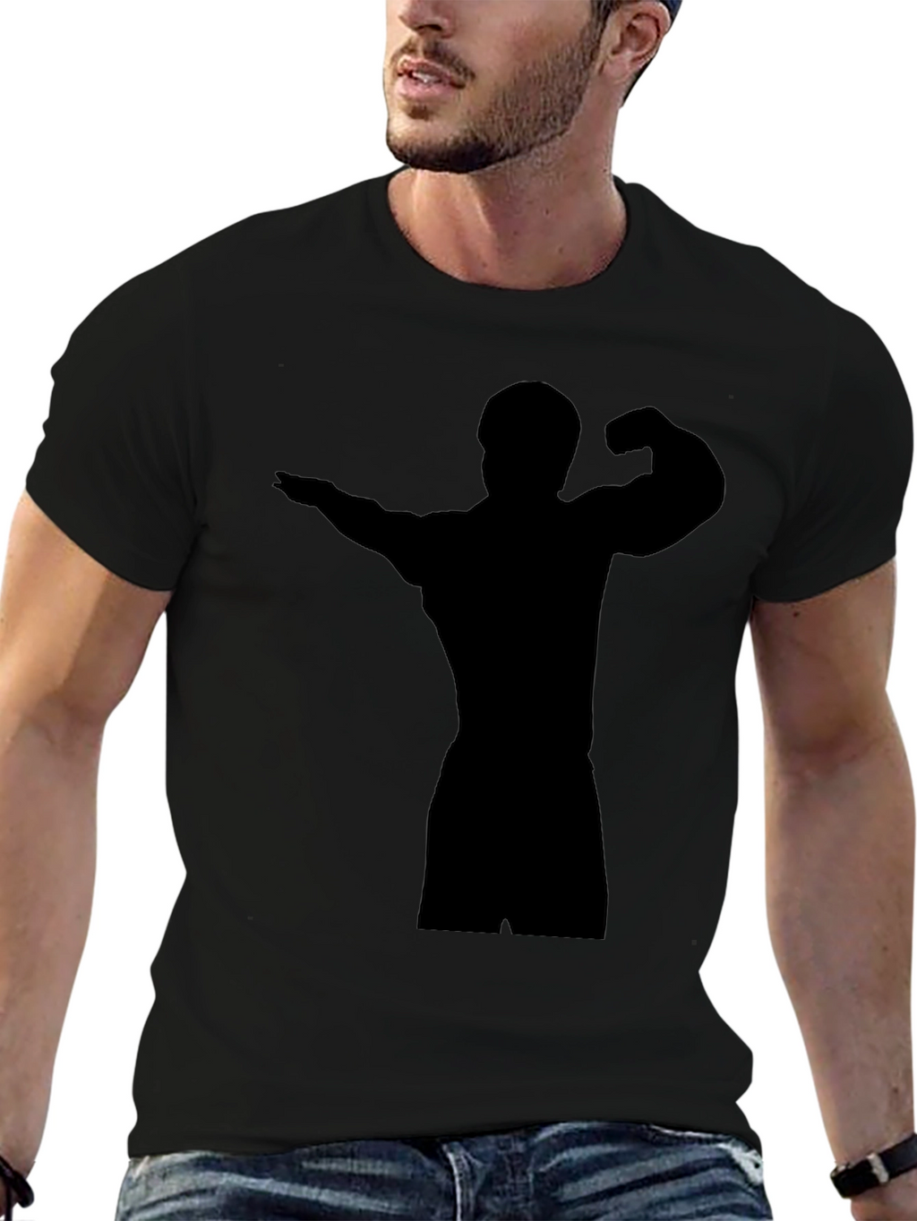 Black Bodybuilder Silhouette T-Shirt