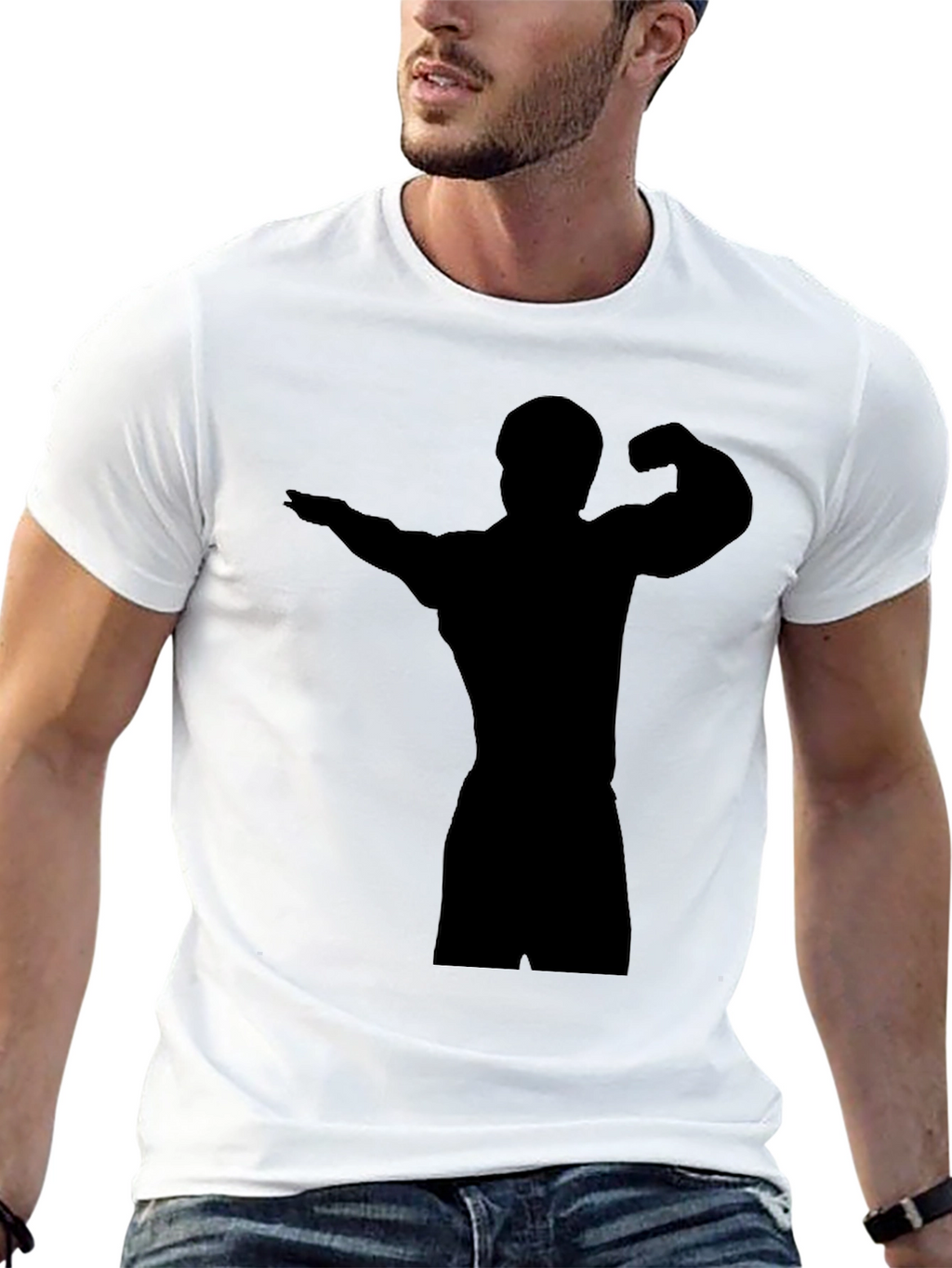 Black Bodybuilder Silhouette T-Shirt