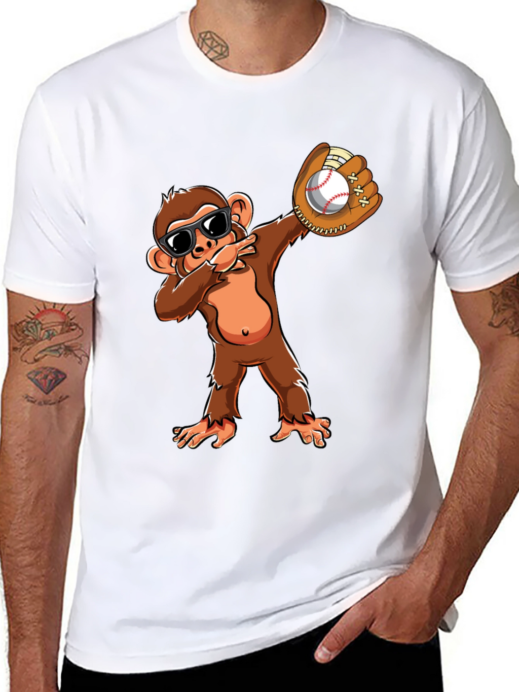Monkey Dabbing Baseball T-Shirt