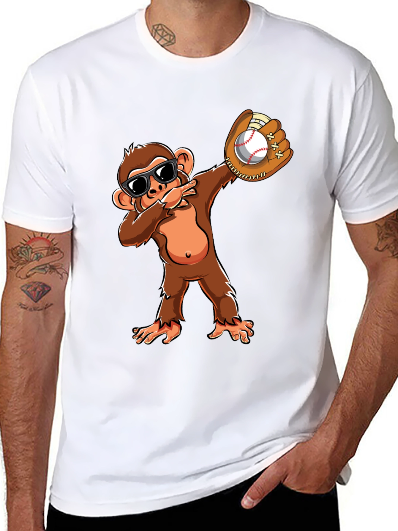 Monkey Dabbing Baseball T-Shirt