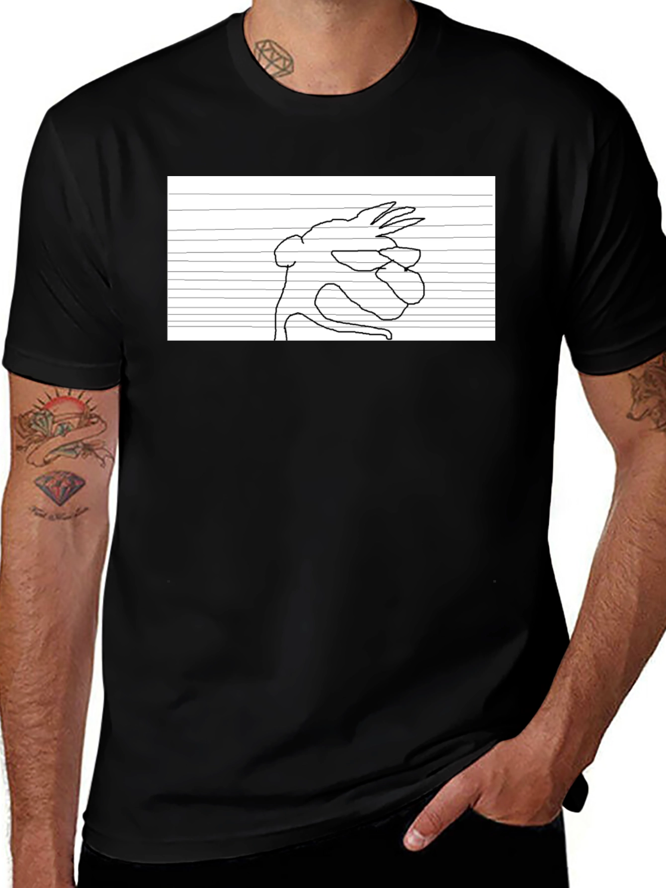 Doodle Art T-Shirt - Quirky Line Drawing Tee