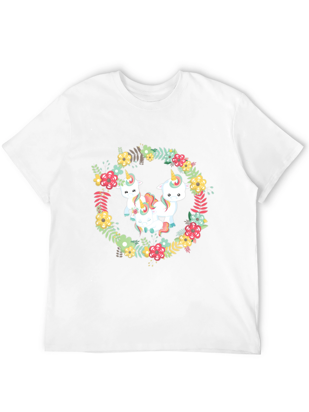 Floral Unicorn T-Shirt - Black