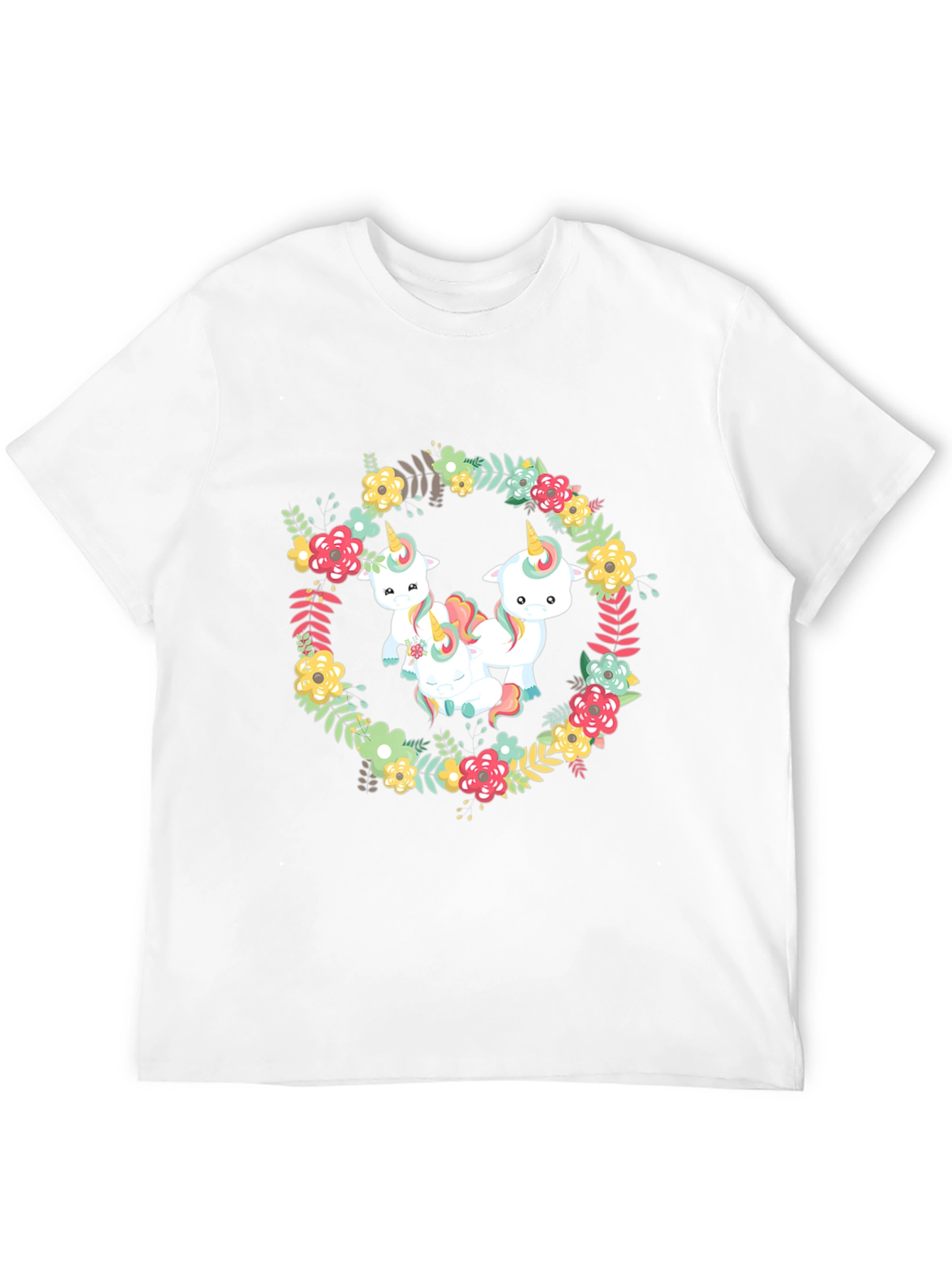 Floral Unicorn T-Shirt - Black