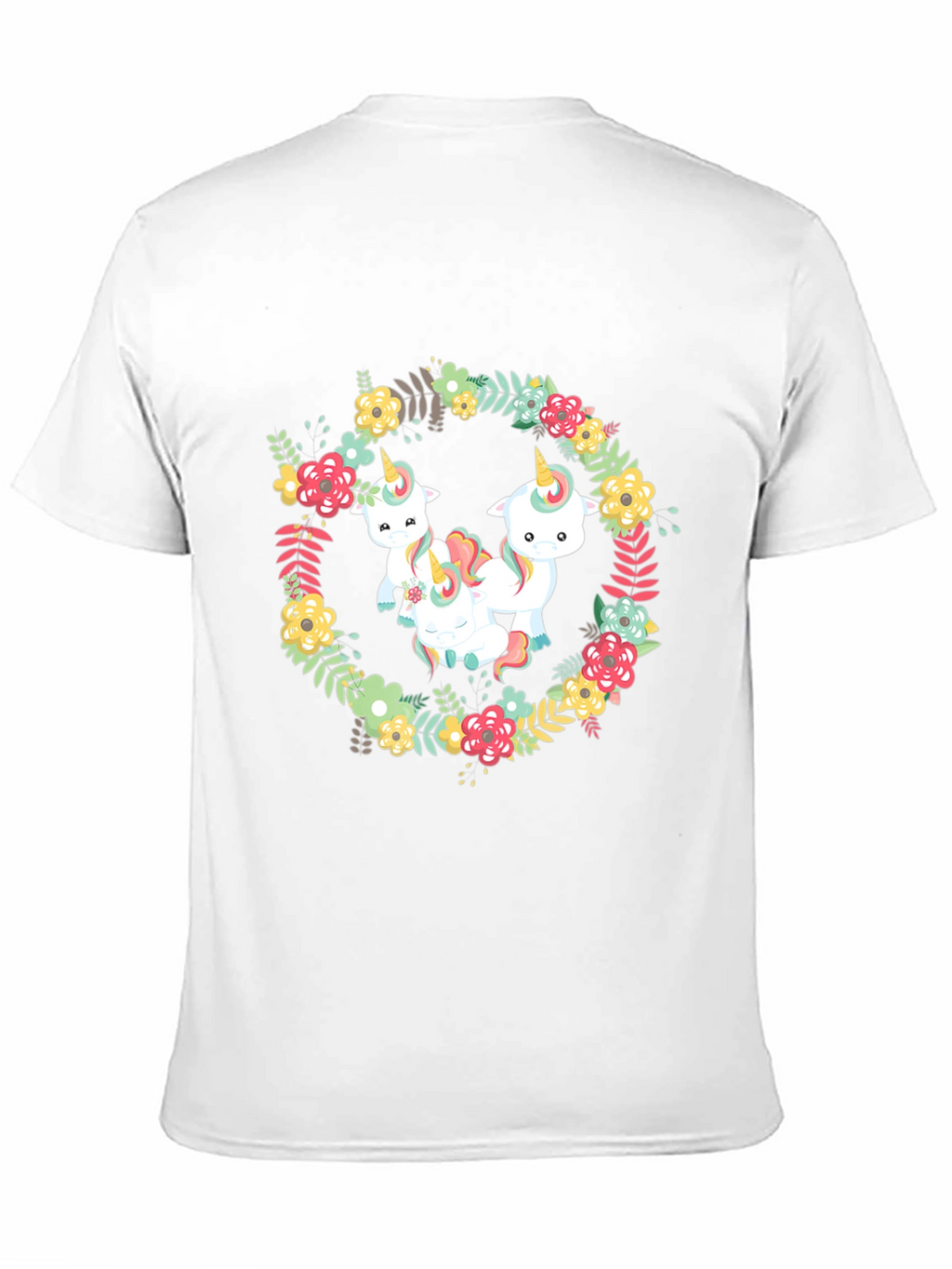 Floral Unicorn T-Shirt - Black