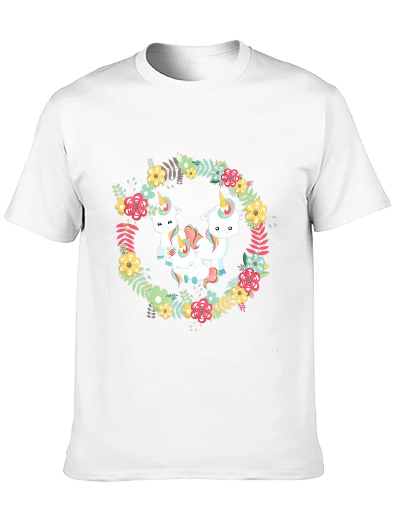 Floral Unicorn T-Shirt - Black