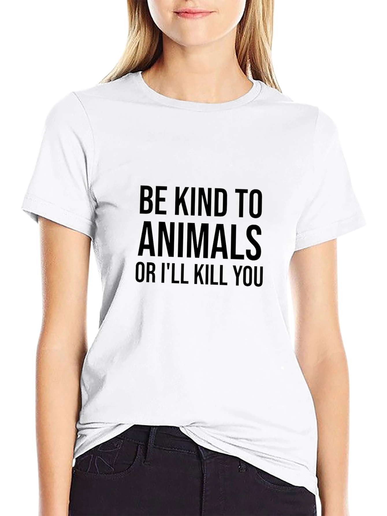 Be Kind to Animals T-Shirt - Black Cotton Tee