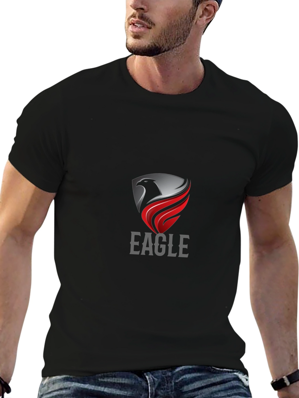 Eagle Crest Graphic Tee - Stylish Mens Black T-Shirt