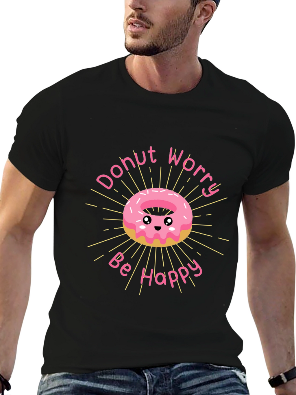 Donut Worry Be Happy Graphic T-Shirt