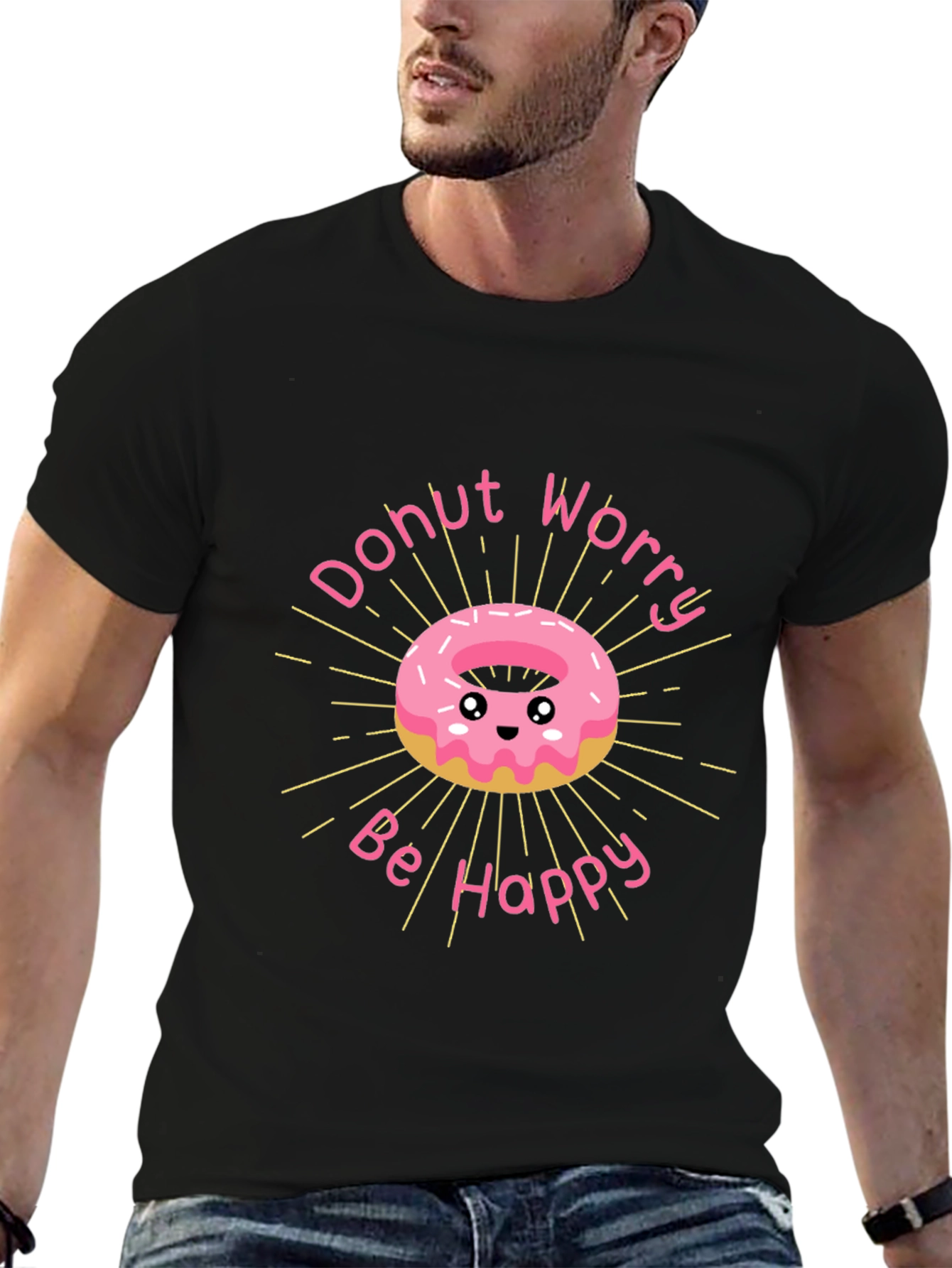 Donut Worry Be Happy Graphic T-Shirt
