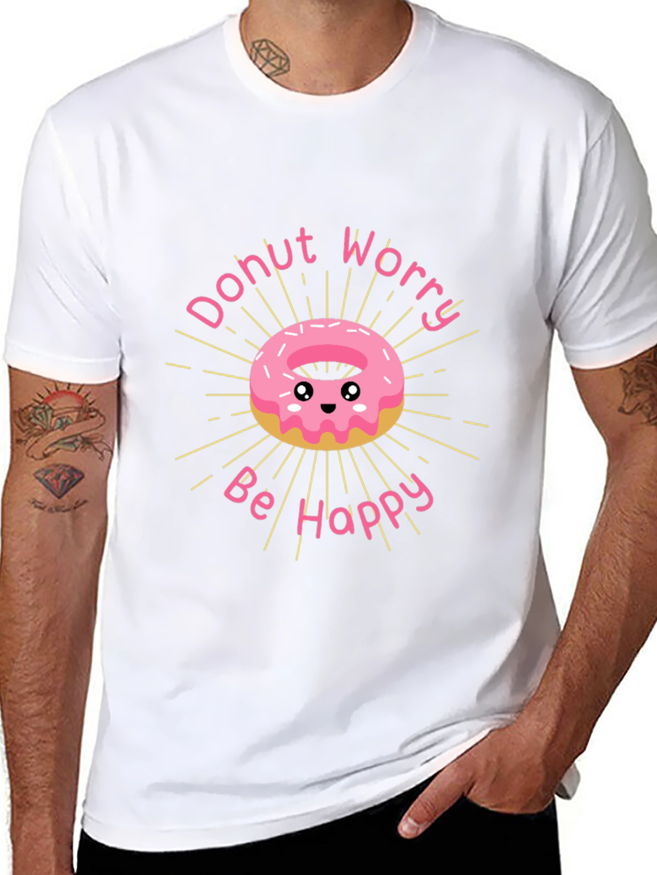 Donut Worry Be Happy Graphic T-Shirt