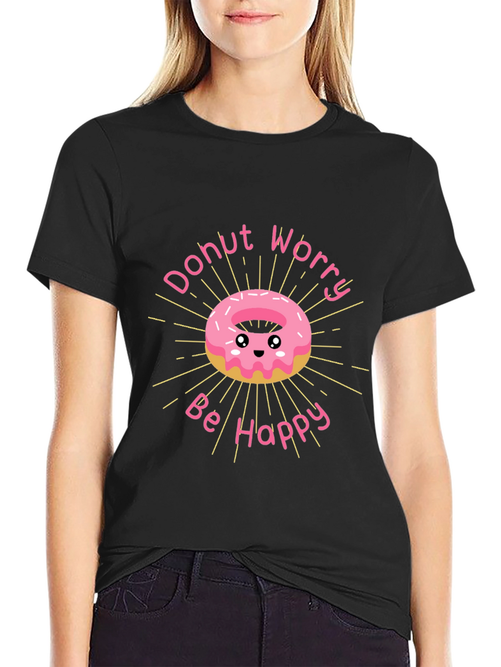 Donut Worry Be Happy Graphic T-Shirt