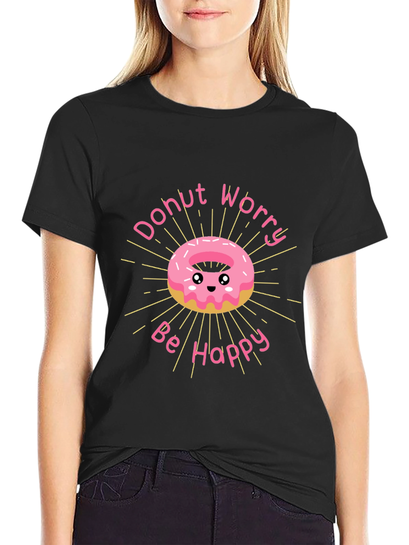 Donut Worry Be Happy Graphic T-Shirt