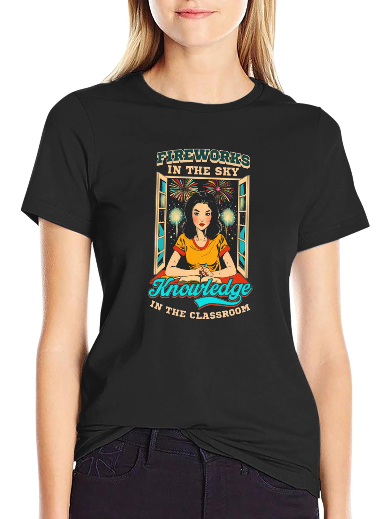 Fireworks Knowledge Teacher Graphic T-Shirt