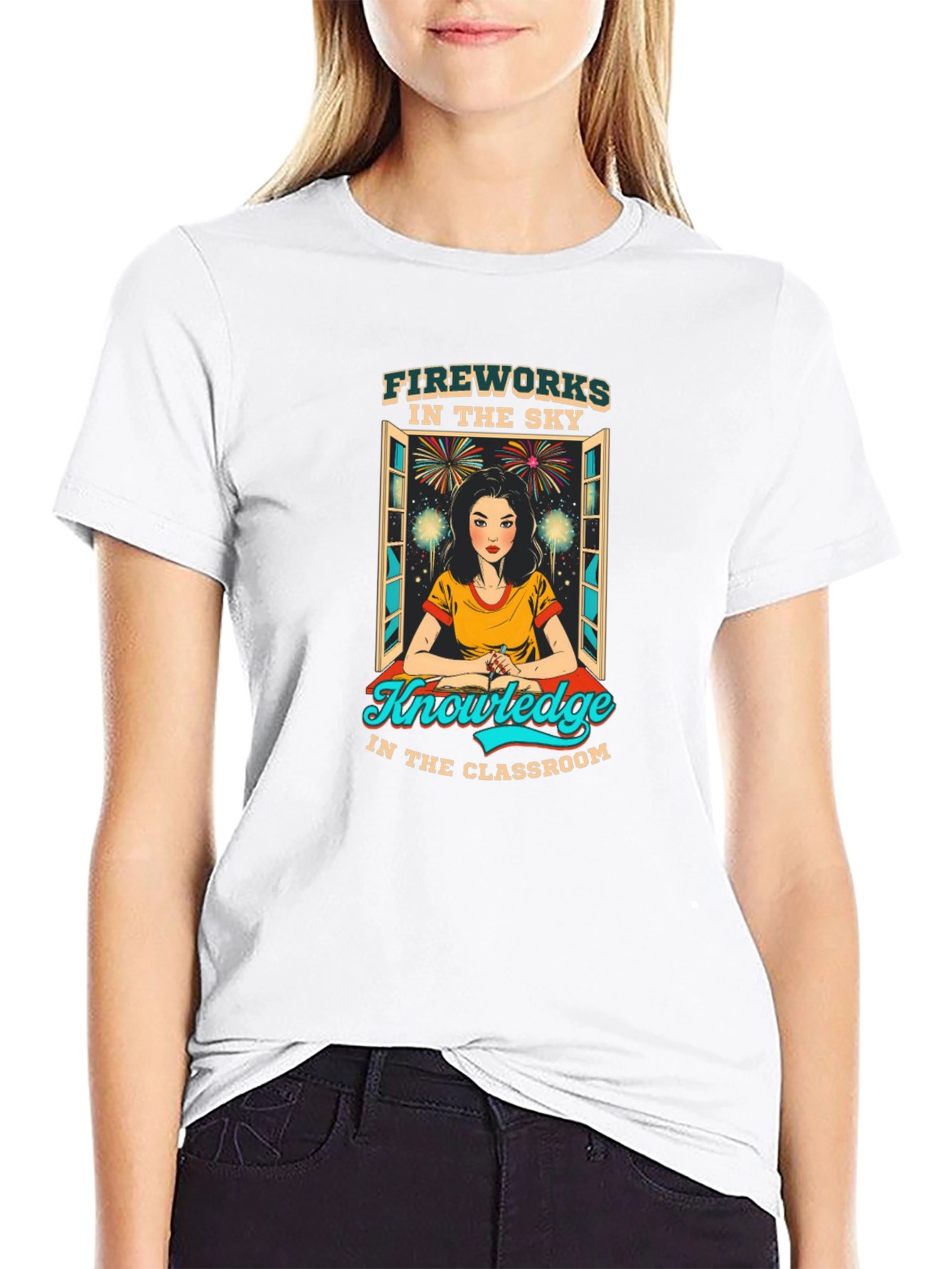 Fireworks Knowledge Teacher Graphic T-Shirt
