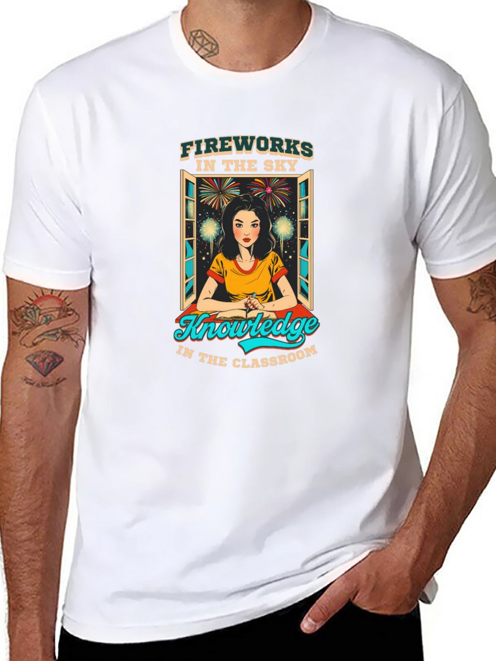 Fireworks Knowledge Teacher Graphic T-Shirt