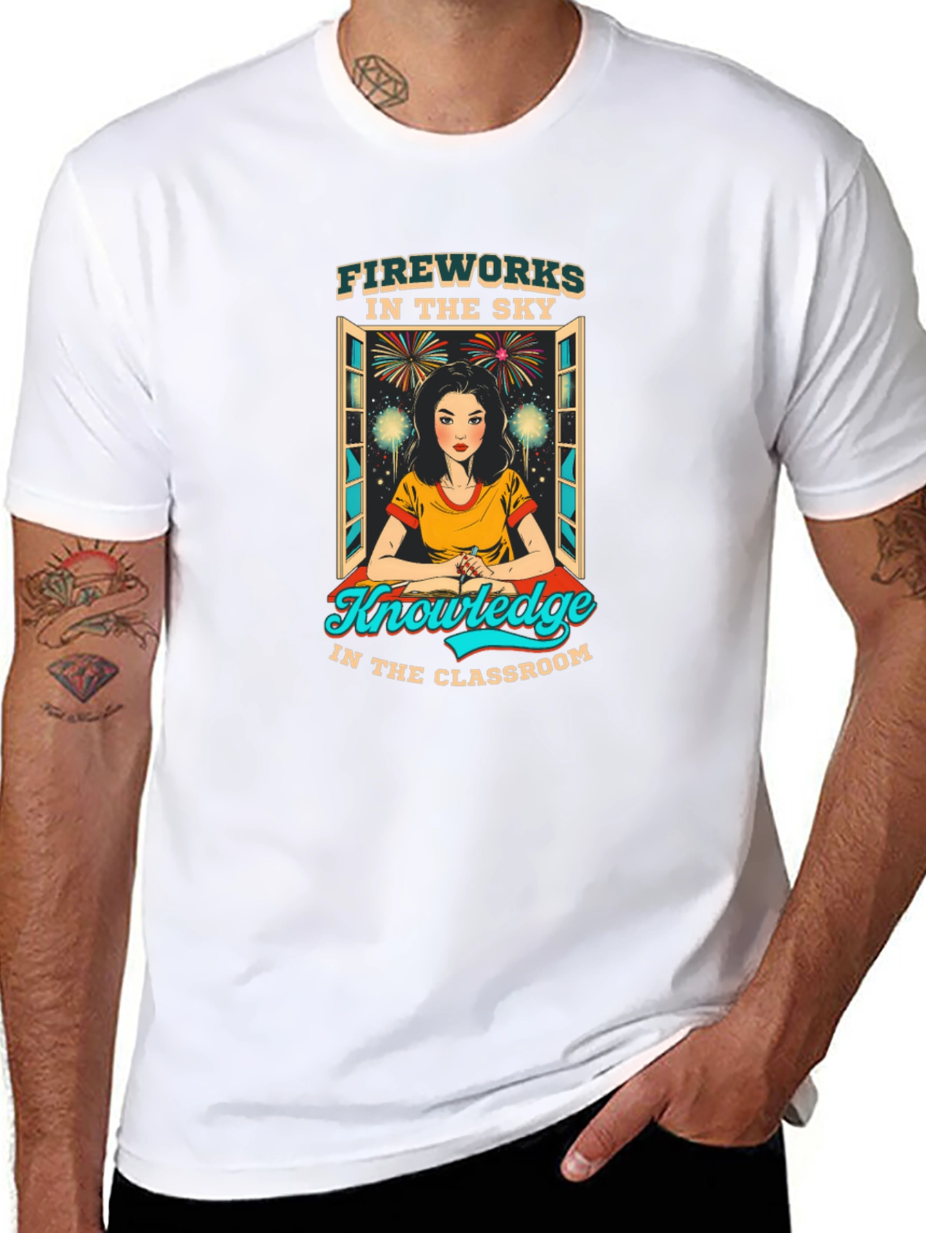 Fireworks Knowledge Teacher Graphic T-Shirt