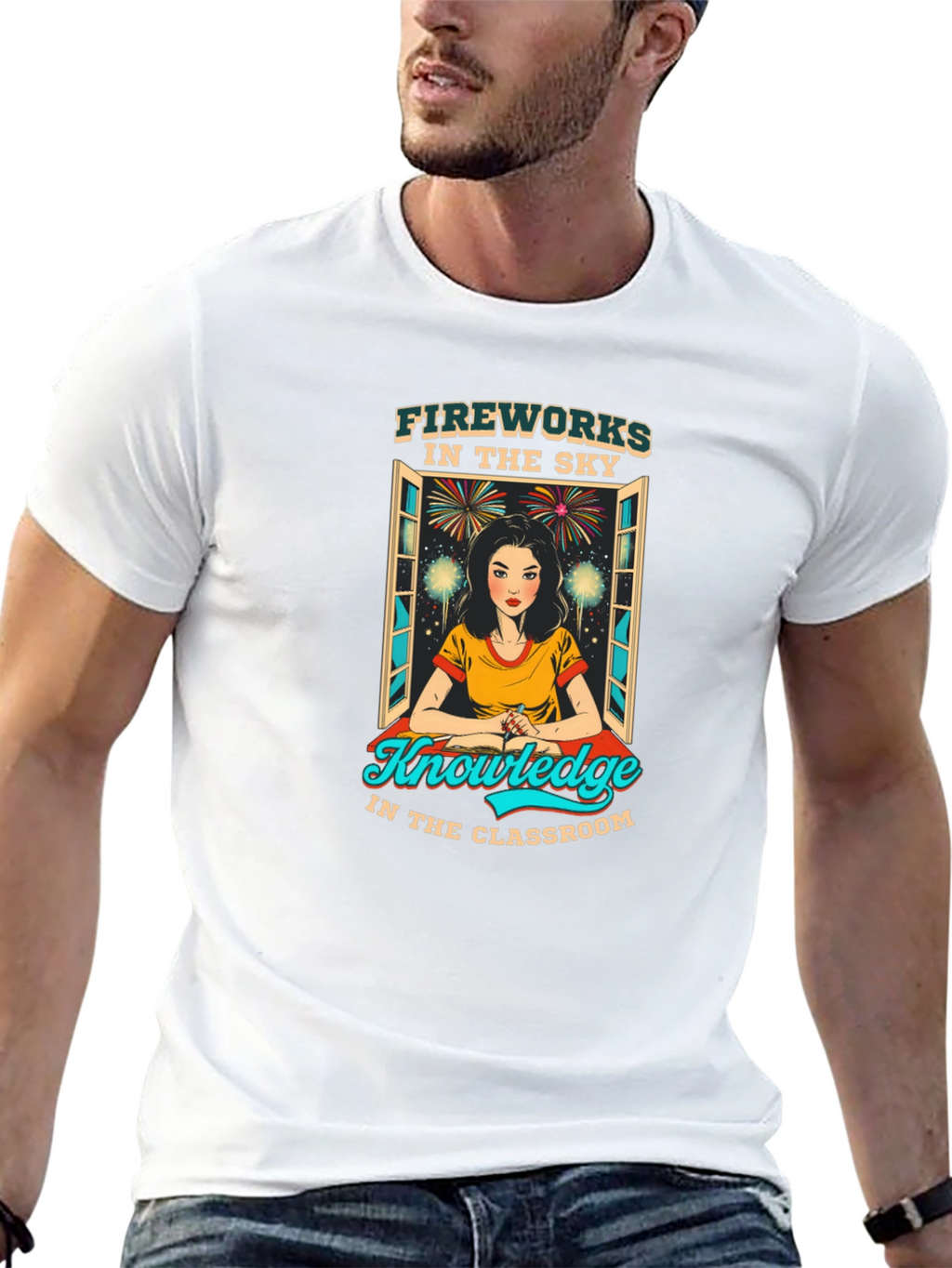 Fireworks Knowledge Teacher Graphic T-Shirt