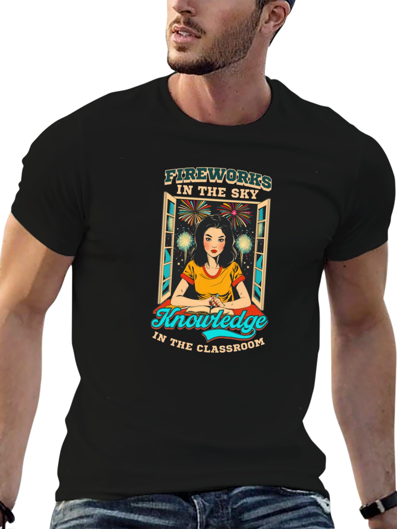 Fireworks Knowledge Teacher Graphic T-Shirt