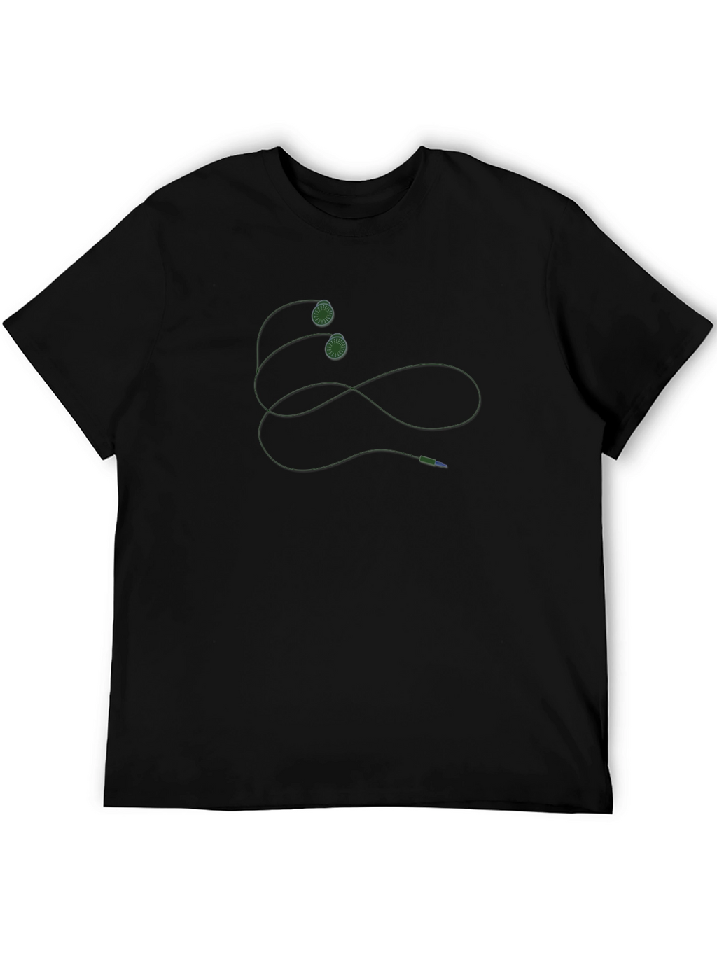 Black Crew Neck Tee with Unique Graphic Design