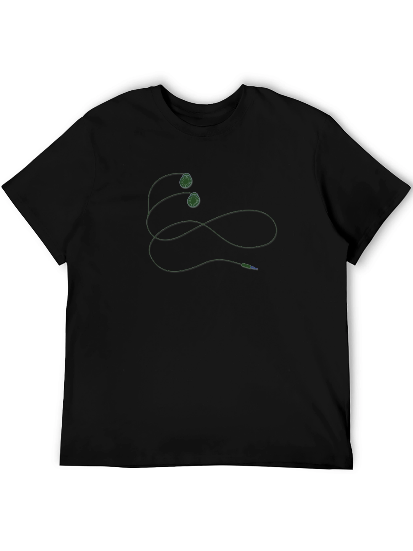 Black Crew Neck Tee with Unique Graphic Design