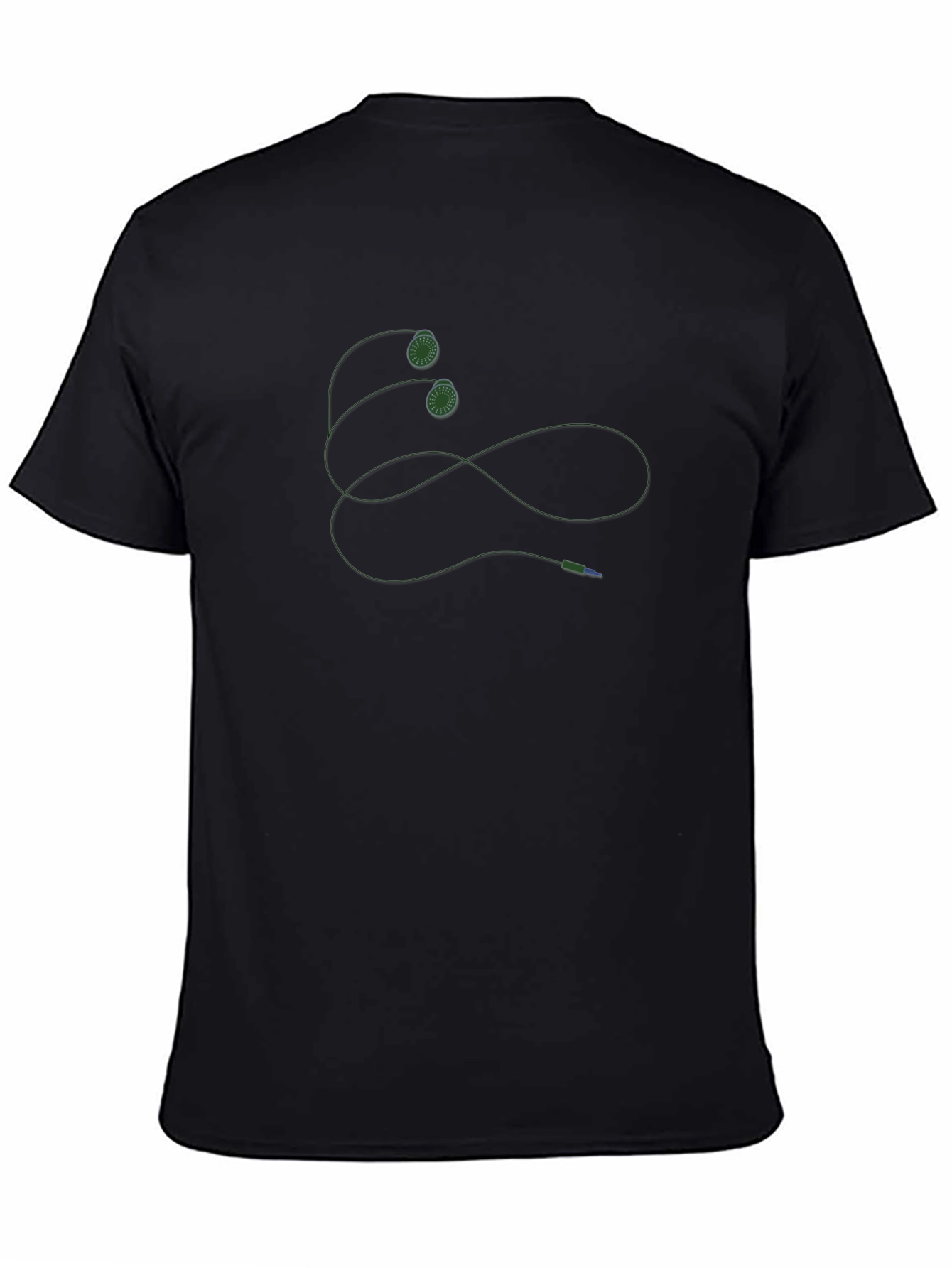 Black Crew Neck Tee with Unique Graphic Design