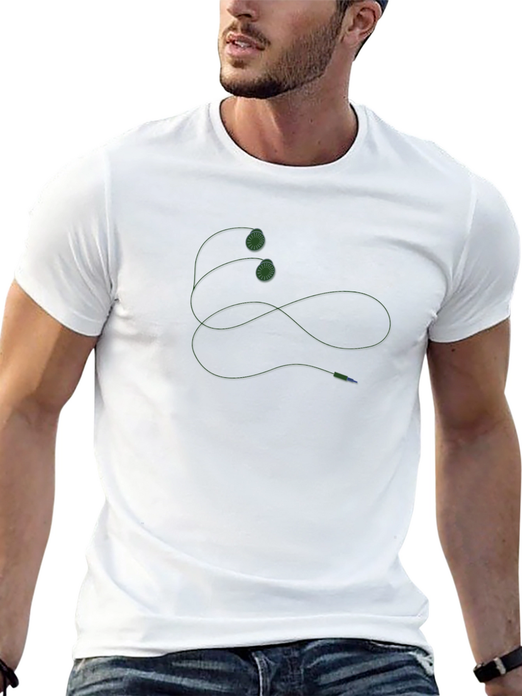 Black Crew Neck Tee with Unique Graphic Design
