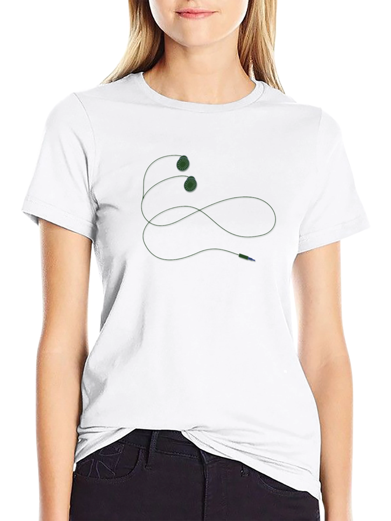 Black Crew Neck Tee with Unique Graphic Design