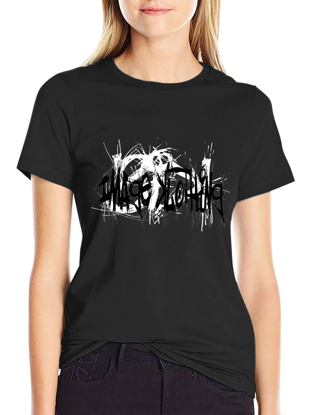 Black T-Shirt with Abstract White Graphic
