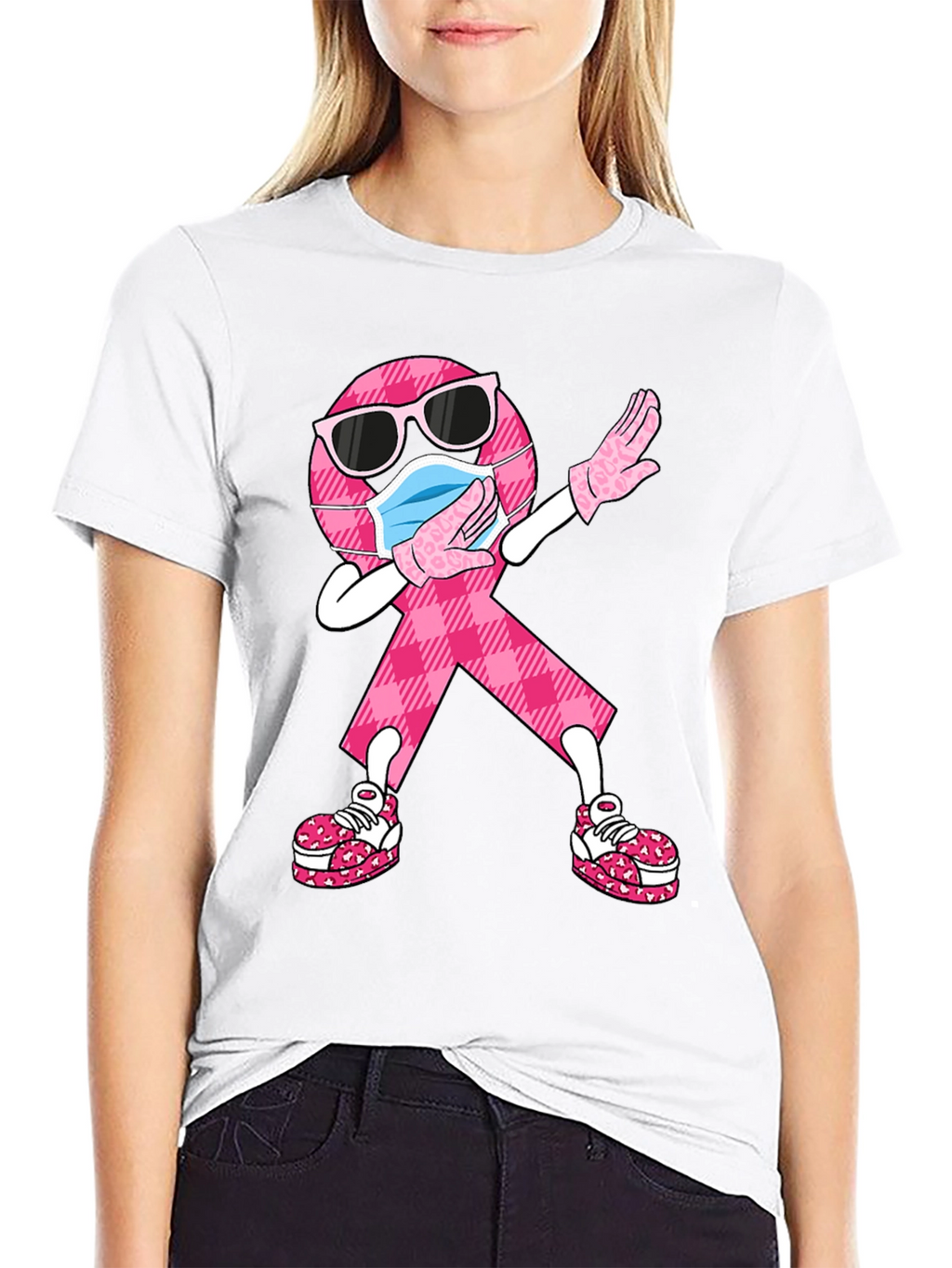 Breast Cancer Awareness Dabbing Ribbon Tee