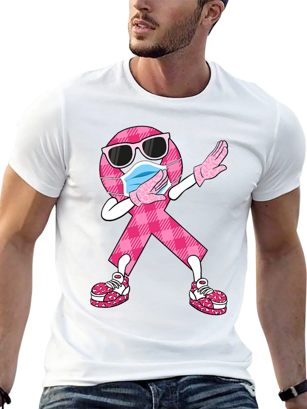 Breast Cancer Awareness Dabbing Ribbon Tee